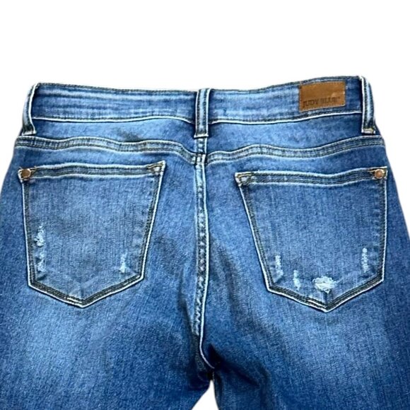 Judy Blue Relaxed Fit Mid Rise Distressed Denim Jeans JB8271DK Size 7/28 - Picture 4 of 8